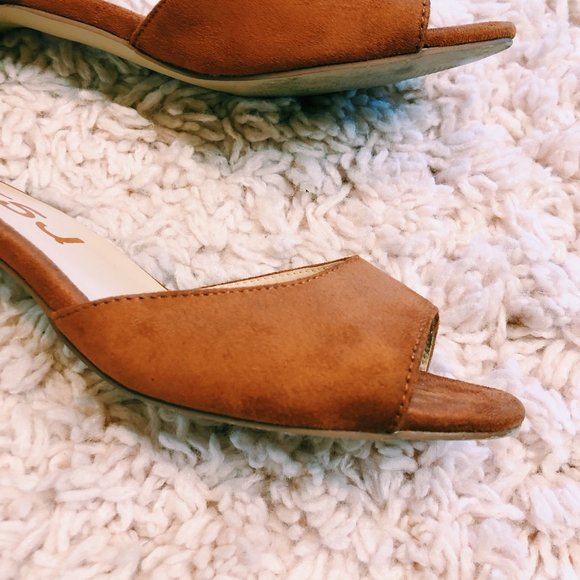 FSJ Shoes Brown Satin Heel With Front Strap - Picture 5 of 13